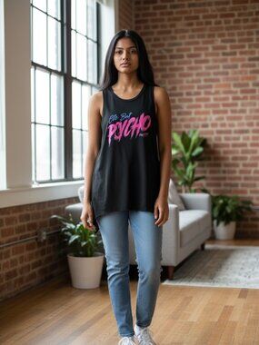 Six Flags Fright Fest Cute But Psycho Black Graphic Tank Top
